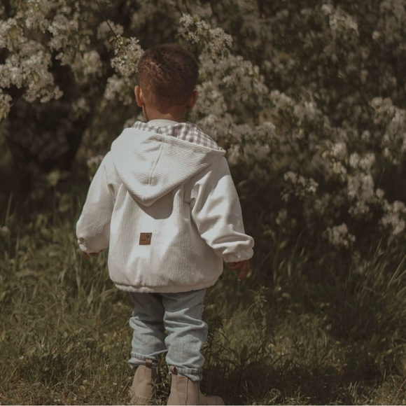 Stylish Hooded Corduroy Kids Jacket - Picture 4 of 8